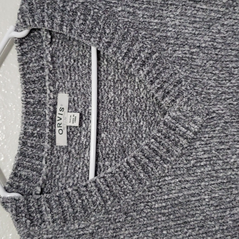 Orvis Chenille V-Neck Sweater, Color Gray Size S - Picture 12 of 15
